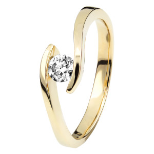 Damen 585(14K) Diamantring Spannring Gelbgold 0,05 carat...