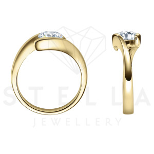 Damen 585(14K) Diamantring Spannring Gelbgold 0,05 carat...