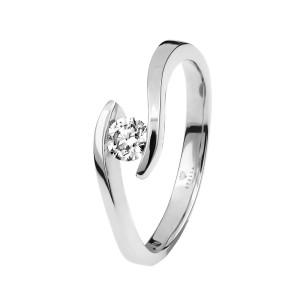 Damen 585(14K) Diamantring Spannring Wei&szlig;gold 0,15 carat Ehering Verlobungsring