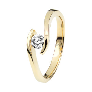 Damen 585(14K) Diamantring Spannring Gelbgold 0,25 carat...
