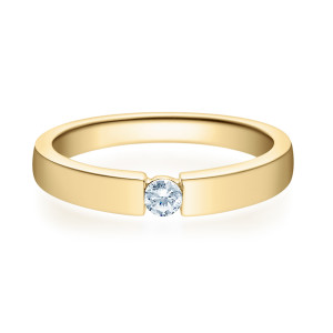 585er 14K Damen Verlobungsring Gelbgold Solit&auml;rring Diamantring 0,10 ct. Ehering