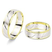 2 x 585er Gold Bicolor Trauringe inkl. G gallery