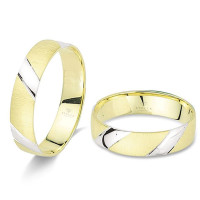 2 x 585er Gold Bicolor Trauringe Massiv  gallery
