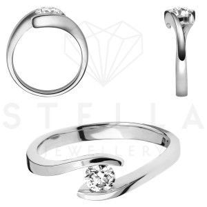Damen Diamantring Spannring Wei&szlig;gold 0,35 carat...