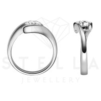 585er Weissgold Spannring geschwungen mit Diamant 0,35 ct. 3