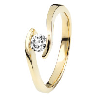 Damen 585er Gelbgold 0,35 ct. Diamant Spannring Verlobung Solit&auml;r Antragsring