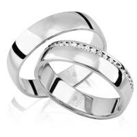 2 x Trauringe 585er Wei&szlig;gold 20 x Zirkonia...