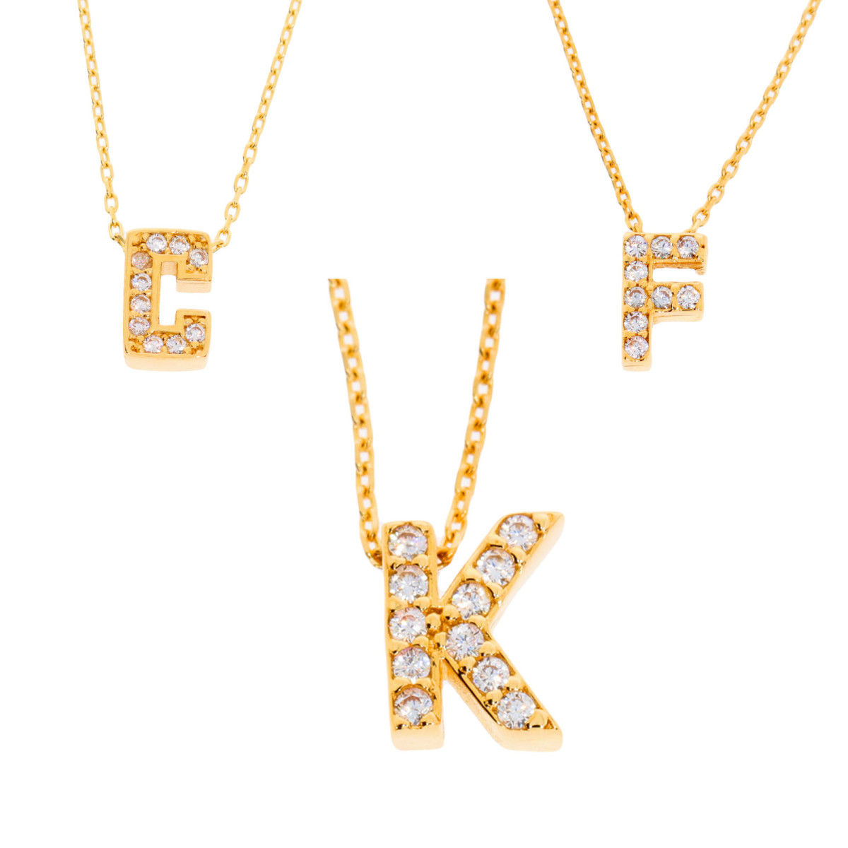 Damen Buchstabenkette Gold 585 Zirkonia Namenskette A - Z Anhänger Ge,  149,00 € | Kettenanhänger