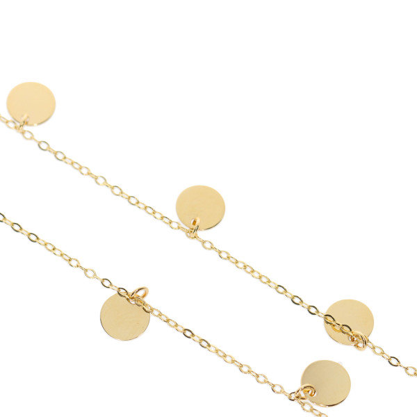 Damen Halskette mit 7 Plättchen 585 Gold Kreis Kette Collier Schmuck