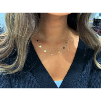 Damen Halskette mit 7 Plättchen 585 Gold Kreis Kette Co