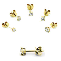 Paar 585er Gelbgold Diamanten Ohrstecker 4er Krappe Solitair