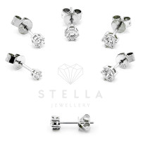 585er Wei&szlig;gold Diamanten Ohrstecker 6er Krappe