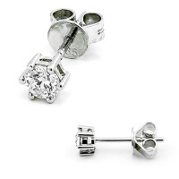 585er Weißgold Diamanten Ohrstecker 6er Krappe 6