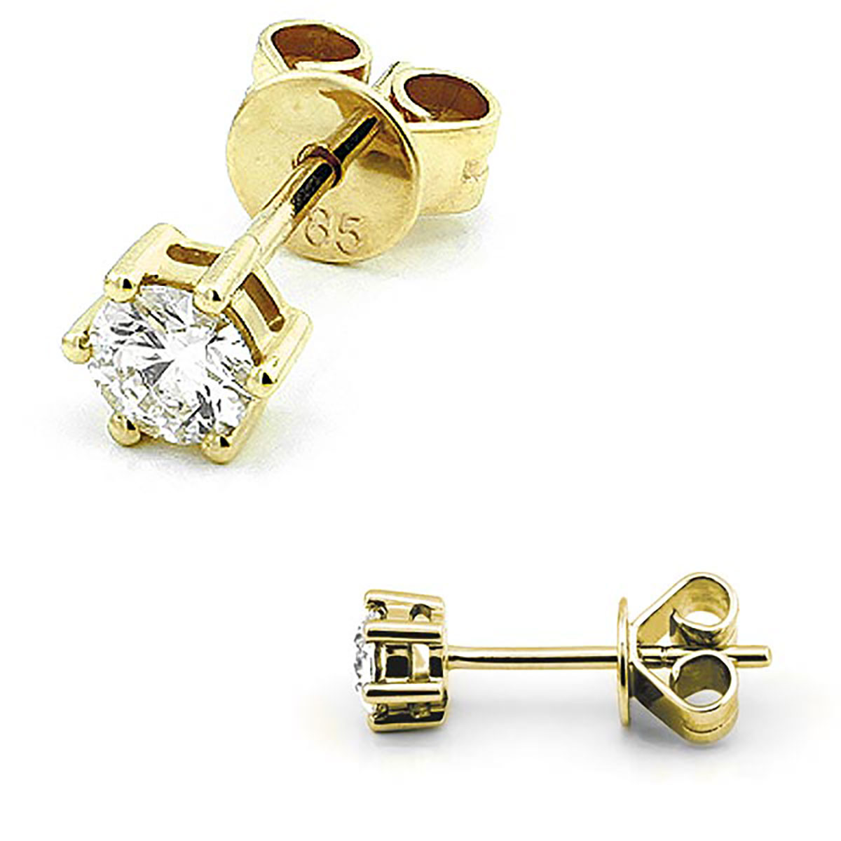 585er Gelbgold Diamanten Ohrstecker 6er Krappe - 0,50 ct.