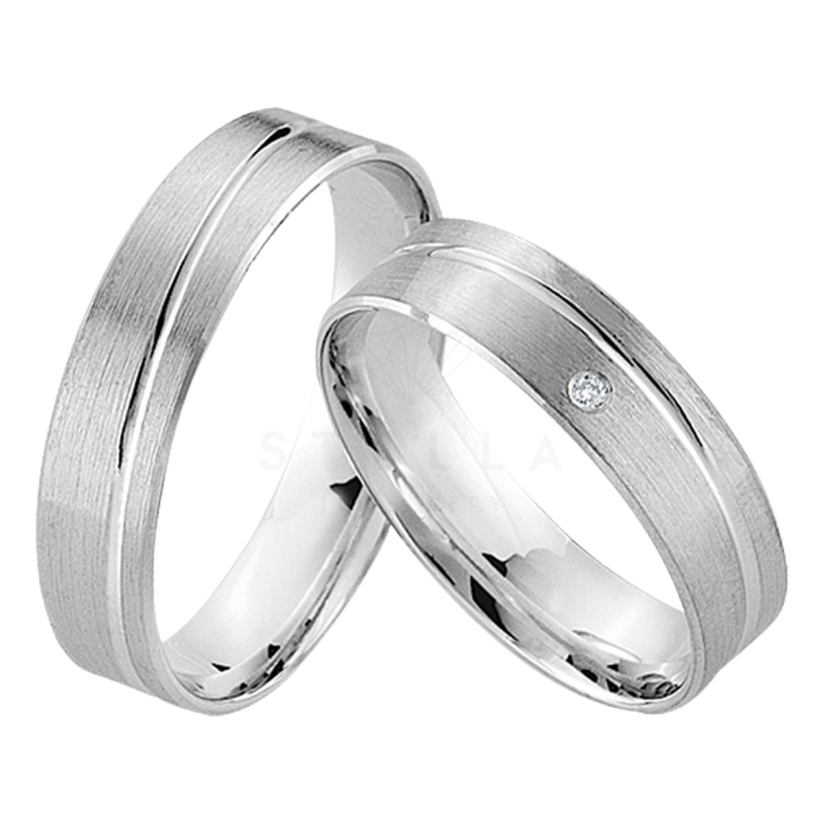 2 x 333 Weissgold Trauringe Diamant 0,01ct Eheringe...