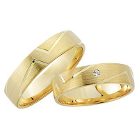 2 x 333 Gelbgold Trauringe Diamant 0,01ct Eheringe Hochzeits