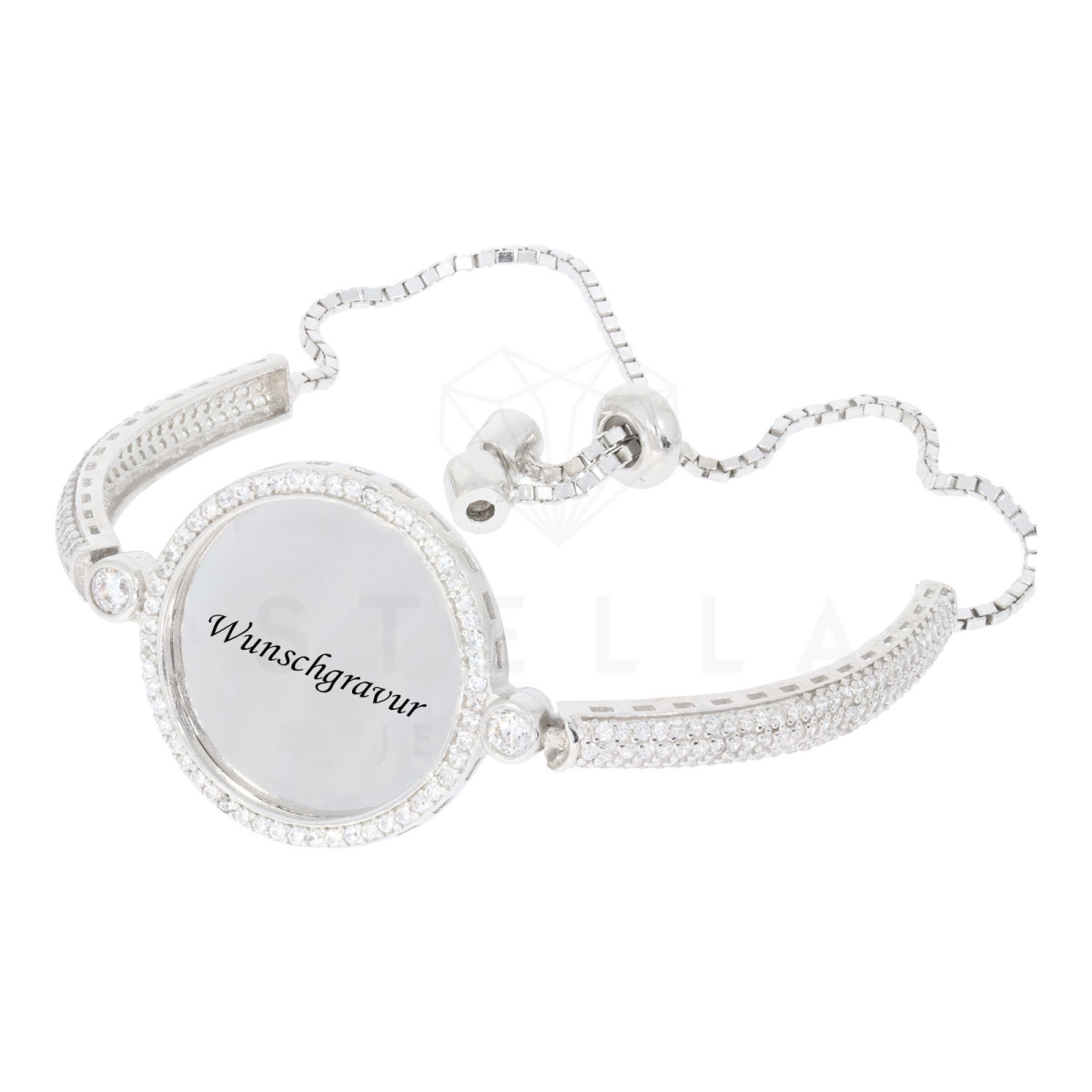 Damen Armband Plättchen Silber 925 Kreis Armkette Zirkonia inkl. Grav,  65,00 €