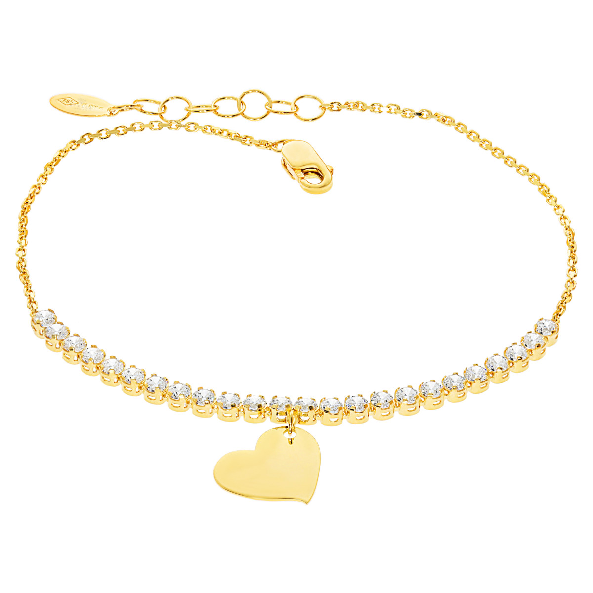 Damen Armband Gelbgold 585 Zirkonia Herz Liebe Schmuck Herz Armkette ,  229,00 €