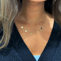585er Gold Halskette für Damen mit 5 Plättchen 45c