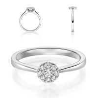 Verlobungsring Platin 950 Diamantring 0,150ct.Illusion...