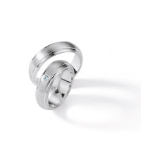 2 x Silber 925 Trauringe mit Diamant - S gallery