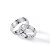 2 x Silber 925 Trauringe mit Diamant - S gallery