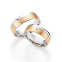 585 Gold & Stahl mit Brillant Trauri gallery