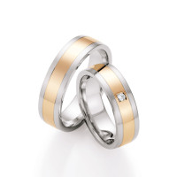 585 Gold & Stahl mit Brillant Trauri gallery