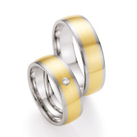 585 Gold & Stahl mit Brillant Trauri gallery