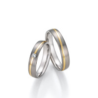 2 x Trauringe Titan - 585 Gold mit Diama gallery