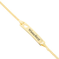 Gold Kinder Armband Gelbgold 585er 14+2cm Herz Goldarmband B
