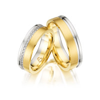 Trauringe mit Diamant 585er Bicolor PAAR gallery
