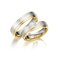 Trauringe mit Diamant 585er Bicolor PAAR gallery