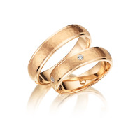 Trauringe mit Diamant 585er Rotgold PAAR gallery