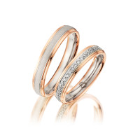 Trauringe mit Diamant 585er Bicolor PAAR gallery