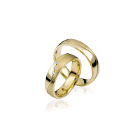 2 x Trauringe mit Diamant - Basic Kollektion S 107 1