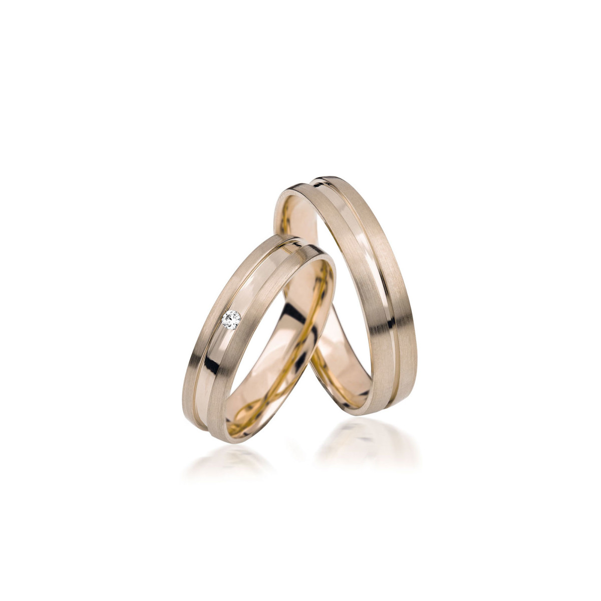 2 x Trauringe mit Diamant - Basic Kollektion S 135