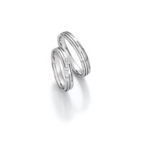 2 x Trauringe mit Diamant Weißgold gallery