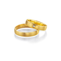 2 x Trauringe mit Diamant 585er Gold - Honeymoon Light -...