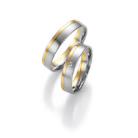 2 x Trauringe mit Diamant 585er Gold - Honeymoon Light -...