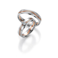 2 x Trauringe mit Diamant 585er Gold - Honeymoon Light -...