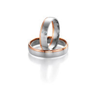 2 x Trauringe mit Diamant 585er Gold - Honeymoon Light -...