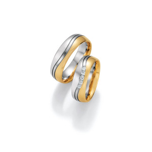 2 x Trauringe mit Diamant 585er Gold - Honeymoon Variation - 66/40110-065
