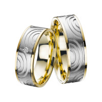 2 x Trauringe mit Diamant Bicolor 585er Gold - Adore Luxe - A47