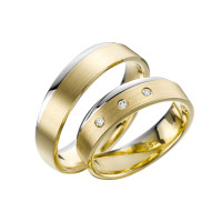 2 x Trauringe mit Diamant Bicolor 585er Gold - Adore Luxe - 