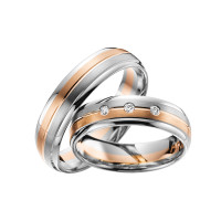 2 x Trauringe mit Diamant Bicolor 585er  gallery
