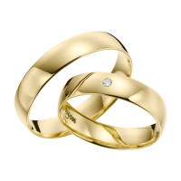 2 x Trauringe mit Diamant Gelbgold 585er gallery