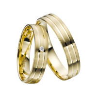 2 x Trauringe mit Diamant Gelbgold 585er gallery