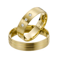 2 x Trauringe mit Diamant Gelbgold 585er Gold - R9 - R139