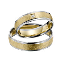 2 x Trauringe mit Diamant Bicolor 585er Gold - R9 - R144